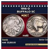 1916-d Buffalo Nickel 5c ms65 SEGS