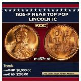 1935-p Lincoln Cent Near Top Pop 1c ms67+ rd SEGS