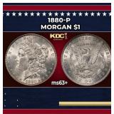 1880-p Morgan Dollar $1 Grades ms63+