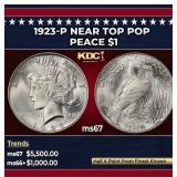1923-p Peace Dollar Near Top Pop $1 ms67 SEGS