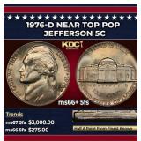 1976-d Jefferson Nickel Near Top Pop 5c ms66+ 5fs