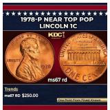 1978-p Lincoln Cent Near Top Pop 1c ms67 rd SEGS