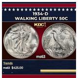 1934-d Walking Liberty Half Dollar 50c Grades ms63