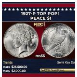 1927-p Peace Dollar TOP POP! $1 ms66 SEGS