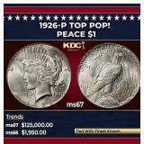 1926-p Peace Dollar TOP POP! $1 ms67 SEGS