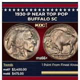 1930-p Buffalo Nickel Near Top Pop 5c ms66+ SEGS