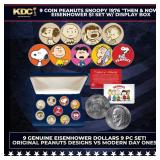 9 Coin Peanuts Charlie Brown, Snoopy 1976 "Then &