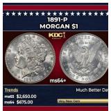 1891-p Morgan Dollar $1 ms64+ SEGS