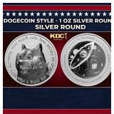 Dogecoin Style - 1 oz Silver Round Round