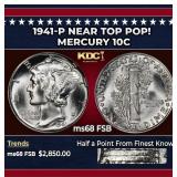1941-p Mercury Dime Near Top Pop! 10c ms68 FSB SEG