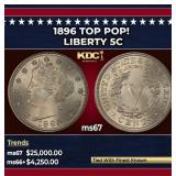 1896 Liberty Nickel TOP POP! 5c ms67 SEGS