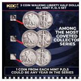 3 Coin Walking Liberty Half Dollar 50c All Mint P,