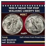 1935-p Walking Liberty Half Dollar Near Top Pop 50