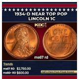 1934-d Lincoln Cent Near Top Pop 1c ms67 rd SEGS