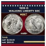 1939-d Walking Liberty Half Dollar 50c ms66+ SEGS