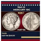1941-d Mercury Dime 10c ms67 fsb SEGS