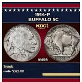 1914-p Buffalo Nickel 5c Grades ms64