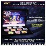 12 Coin Disney Pixar Inside Out Gold Plated Round