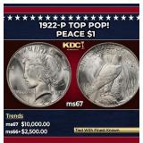 1922-p Peace Dollar TOP POP! $1 ms67 SEGS