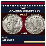 1942-s Walking Liberty Half Dollar 50c Grades ms66