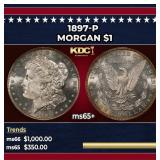 1897-p Morgan Dollar $1 Grades ms65+