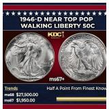 1946-d Walking Liberty Half Dollar Near Top Pop 50