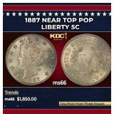 1887 Liberty Nickel Near Top Pop 5c ms66 SEGS