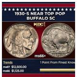 1930-s Buffalo Nickel Near Top Pop 5c ms66+ SEGS