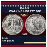 1942-s Walking Liberty Half Dollar 50c Grades ms66