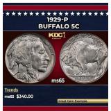 1929-p Buffalo Nickel 5c Grades ms65