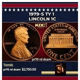 1979-s Ty 1 Proof Lincoln Cent 1c pr70 rd dcam SEG