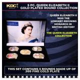 5 Coin Queen Elizabeth II Gold Plated Round Collec