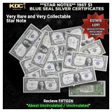 15x **STAR NOTES** 1957 $1 Blue Seal Silver Certif