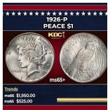1926-p Peace Dollar $1 ms65+ SEGS