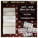 1973-1978 Mint Set Run 74 Coins 6 Complete Sets Co