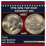 1776-1976 Kennedy Half Dollar TOP POP! 50c ms67+ S