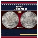1882-p Morgan Dollar $1 Grades ms63+