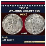 1936-d Walking Liberty Half Dollar 50c Grades ms65
