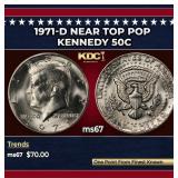 1971-d Kennedy Half Dollar Near Top Pop 50c ms67 S