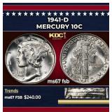 1941-d Mercury Dime 10c ms67 fsb SEGS