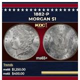 1882-p Morgan Dollar $1 Grades ms65+