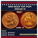 1909 Indian Cent Near Top Pop! 1c ms66+ rd SEGS