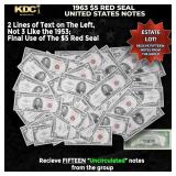 15x 1963 $5 Red Seal United States Note Grades CU