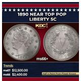 1890 Liberty Nickel Near Top Pop 5c ms66+ SEGS