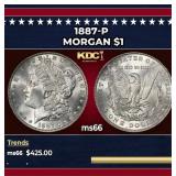 1887-p Morgan Dollar $1 Grades ms66