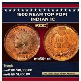 1900 Indian Cent Near Top Pop! 1c ms66+ rd SEGS
