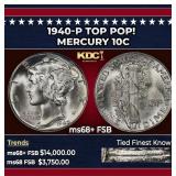 1940-p Mercury Dime TOP POP! 10c ms68+ FSB SEGS