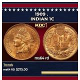 1909 Indian Cent . 1c Grades ms64 rd