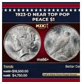 1923-d Peace Dollar Near Top Pop $1 ms66+ SEGS