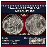 1944-p Mercury Dime Near Top Pop! 10c ms67+ fsb SE